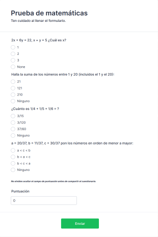 Prueba De Matemáticas