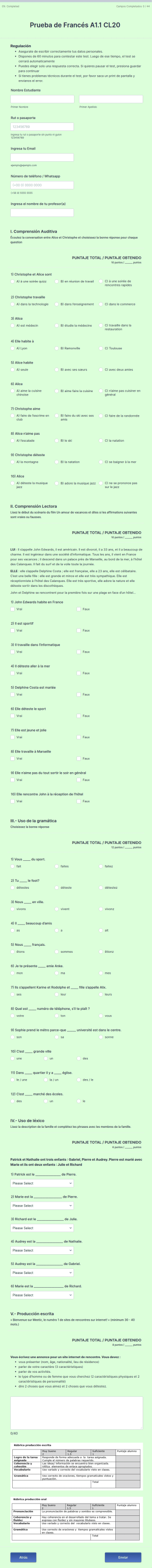 Prueba Frances A1.1 Cl20