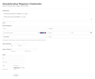 Przykład Stripe: Formularz Subskrypcji Magazynu