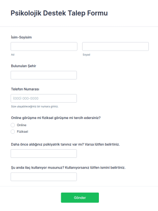 Psikolojik Destek Talep Form Şablonu
