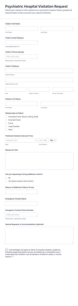Psychiatric Hospital Visitation Request Form Template