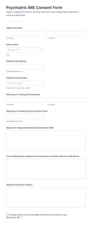 Psychiatric IME Consent Form Template