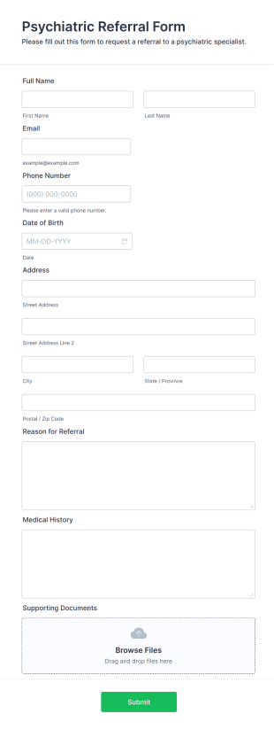 Psychiatric Referral Form Template