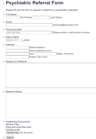 Psychiatric Referral Form Template