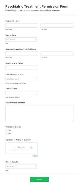 Psychiatric Treatment Permission Form Template
