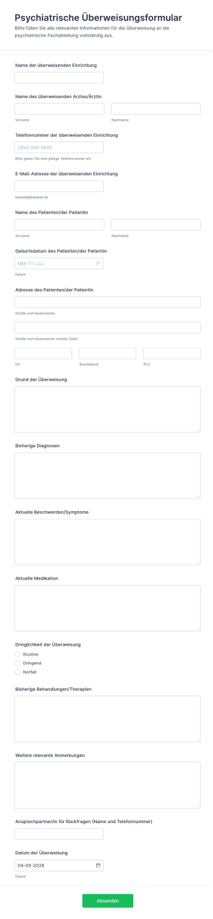 Psychiatrische Überweisungsformular