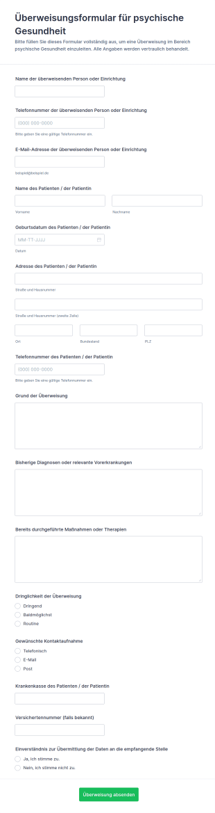 Psychische Gesundheitsüberweisung Umfrage
