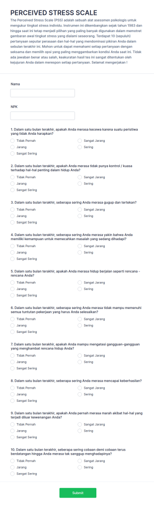 Psychological Assessment Form In Indonesian
