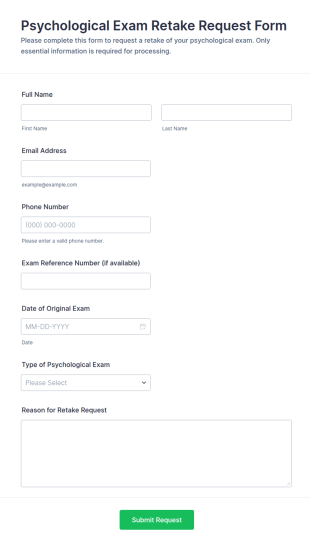 Psychological Exam Retake Request Form Template