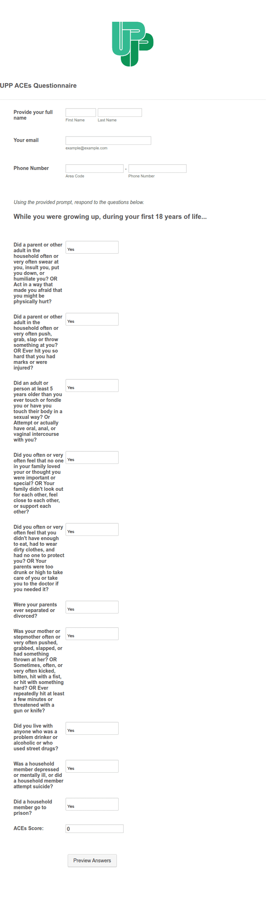 Psychological Trauma Questionnaire Form Template | Jotform