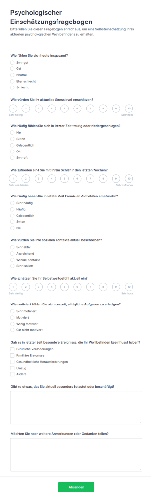 Psychologische Bewertungsbogen