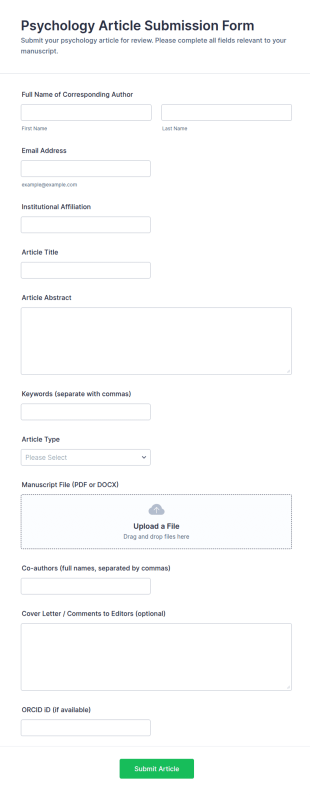 Psychology Article Submission Form Template
