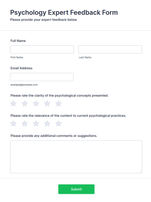 Psychology Expert Feedback Form Template