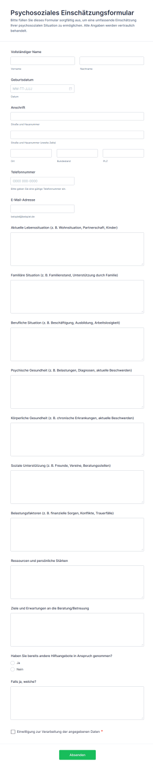 Psychosoziales Einschätzungsformular
