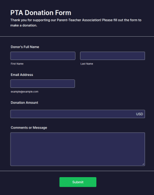 PTA Donation Form Template