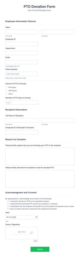 PTO Donation Form Template