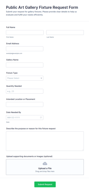 Public Art Gallery Fixture Request Form Template