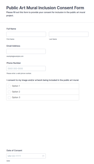 Public Art Mural Inclusion Consent Form Template