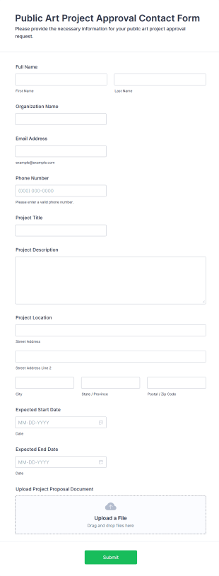 Public Art Project Approval Contact Form Template