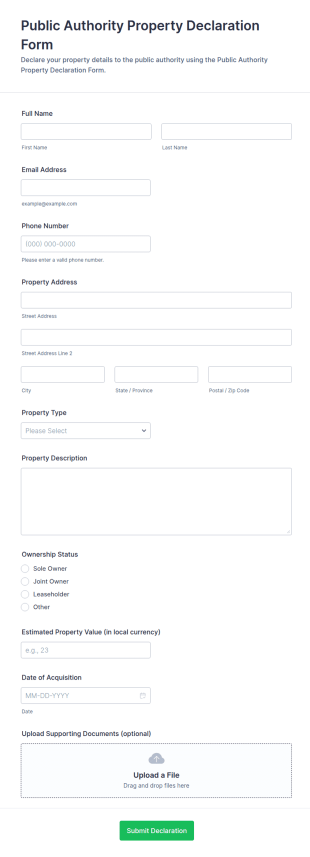 Public Authority Property Declaration Form Template