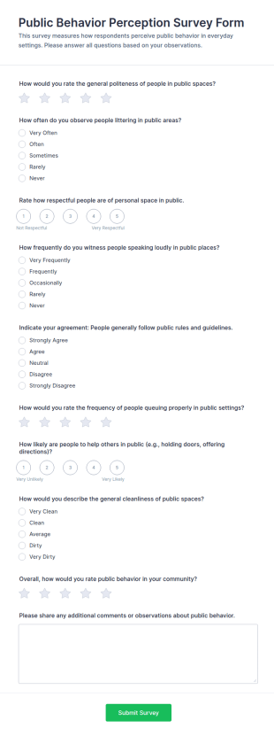 Public Behavior Perception Survey Form Template
