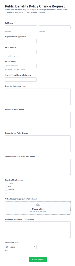 Public Benefits Policy Change Request Form Template