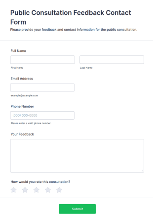 Public Consultation Feedback Contact Form Template