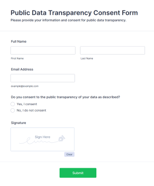 Public Data Transparency Consent Form Template