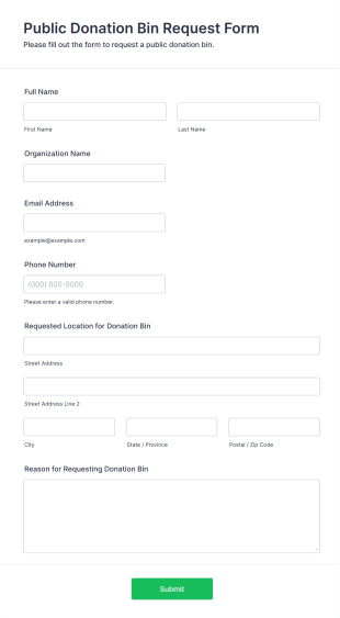 Public Donation Bin Request Form Template