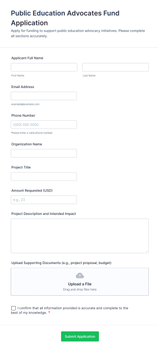 Public Education Advocates Fund Application Form Template