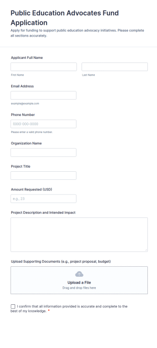 Public Education Advocates Fund Application Form Template