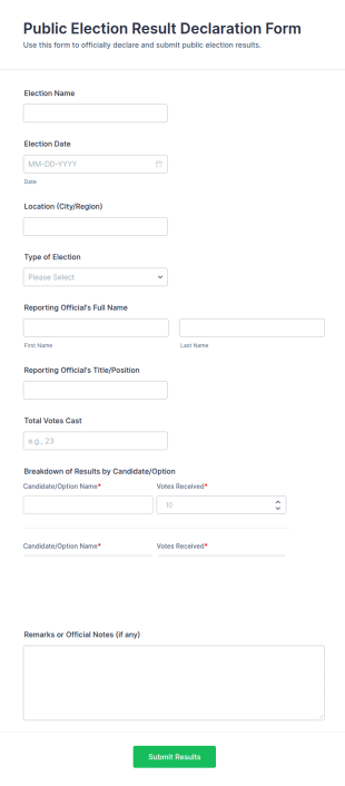 Public Election Result Declaration Form Template