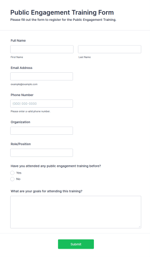 Public Engagement Training Form Template