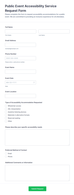 Public Event Accessibility Service Request Form Template