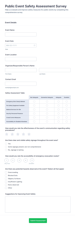 Public Event Safety Assessment Survey Form Template