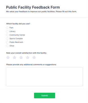Public Facility Feedback Form Template