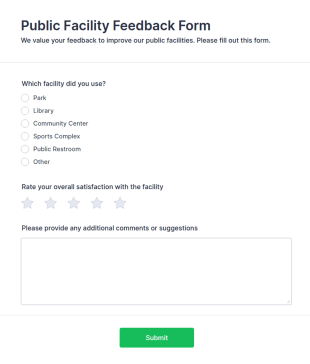 Public Facility Feedback Form Template