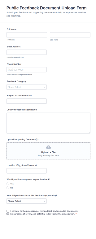 Public Feedback Document Upload Form Template