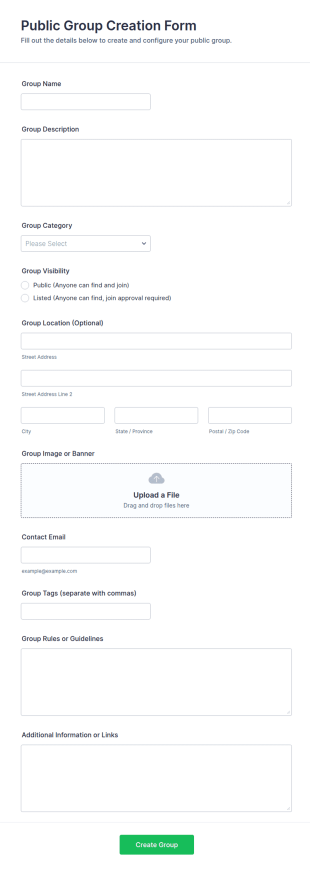 Public Group Creation Form Template