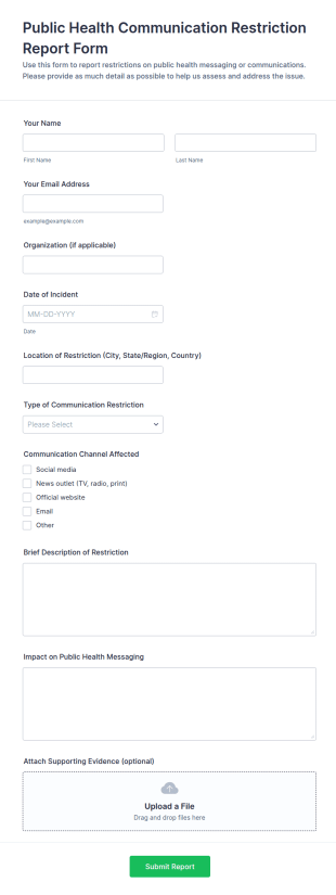 Public Health Communication Restriction Report Form Template