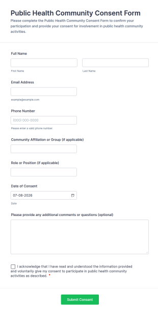 Public Health Community Consent Form Template