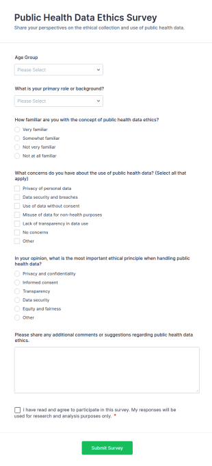 Public Health Data Ethics Survey Form Template