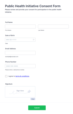 Public Health Initiative Consent Form Template