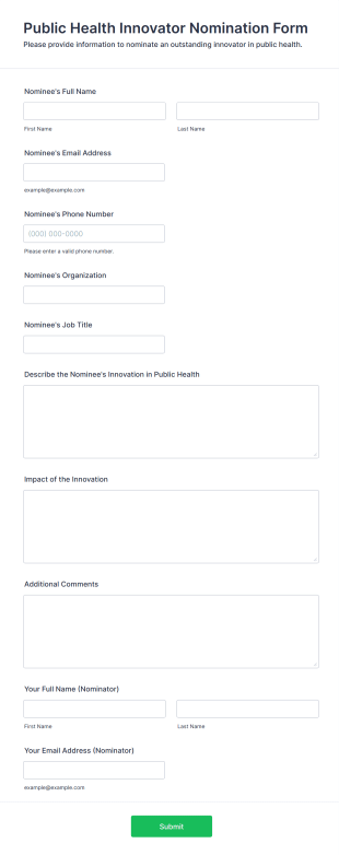 Public Health Innovator Nomination Form Template