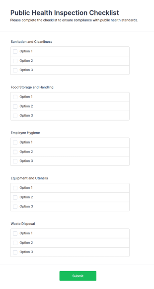 Public Health Inspection Checklist Form Template