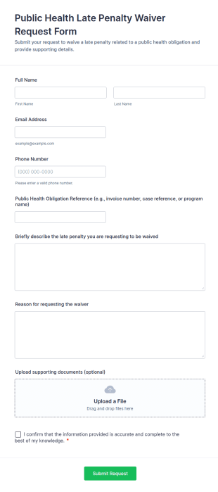 Public Health Late Penalty Waiver Request Form Template