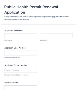 Public Health Permit Renewal Application Form Template
