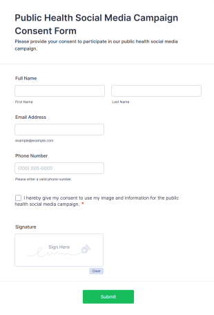 Public Health Social Media Campaign Consent Form Template