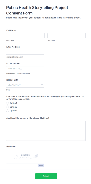 Public Health Storytelling Project Consent Form Template