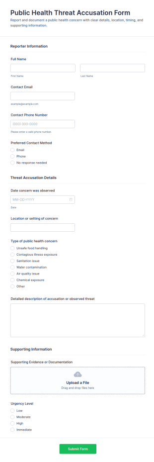 Public Health Threat Accusation Form Template